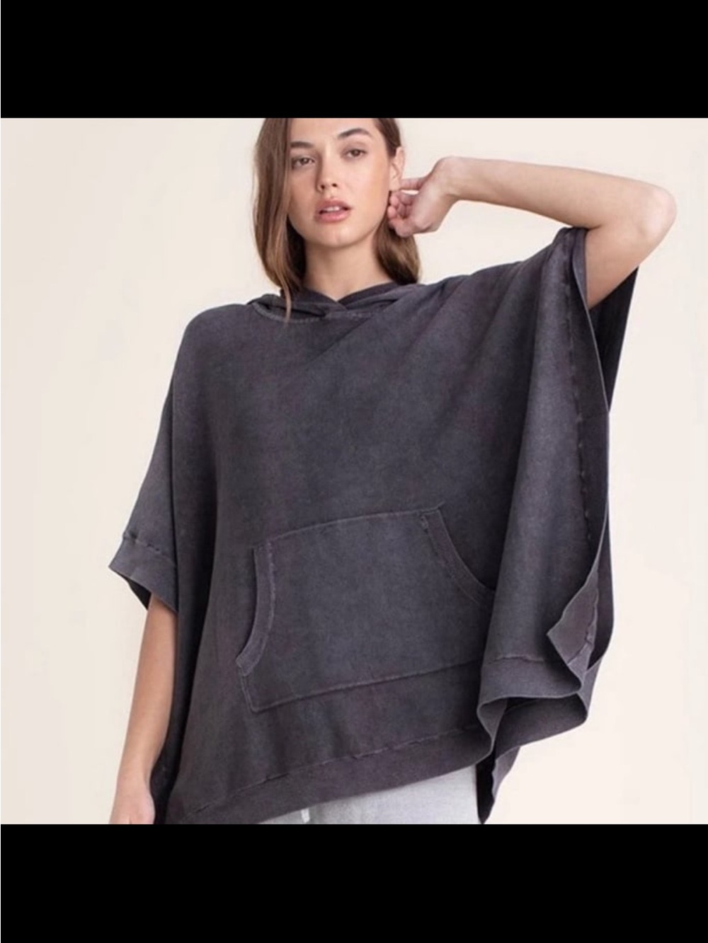 Barefoot Dreams Sunbleached Poncho Black OS